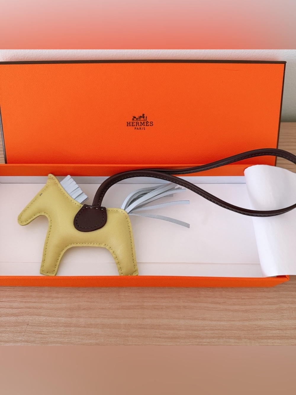 Hermes Rodeo Charm PM jaune bourgeon, bleu brume and rouge sellier
